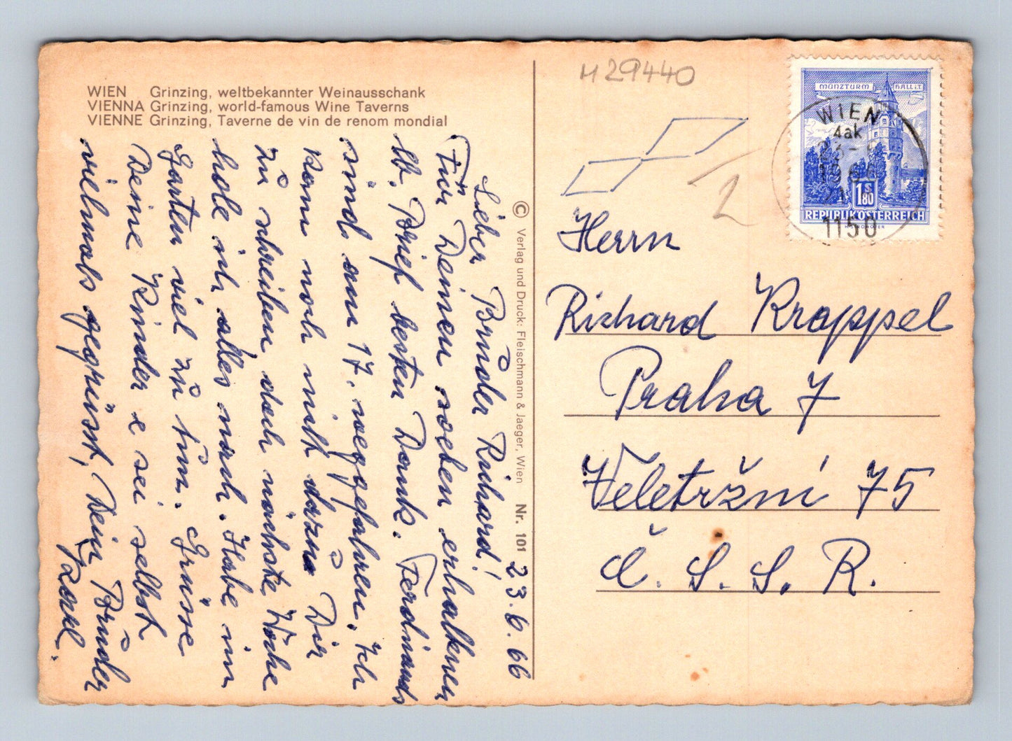 Pohlednice Rakousko Wien Grinzing 1966 (M29440)
