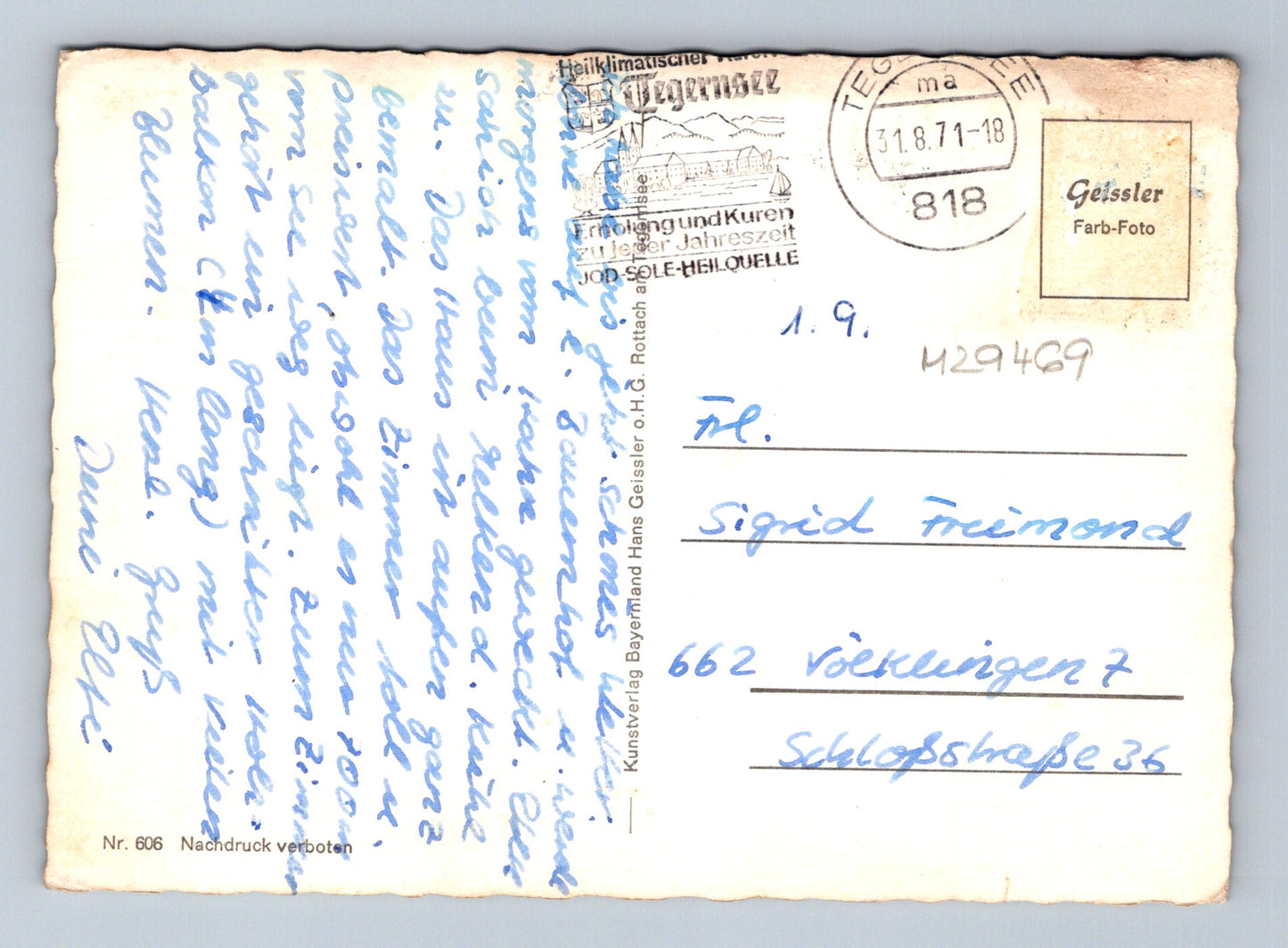 Pohlednice Německo Tegernsee kostel jezera hory 1971 (M29469)