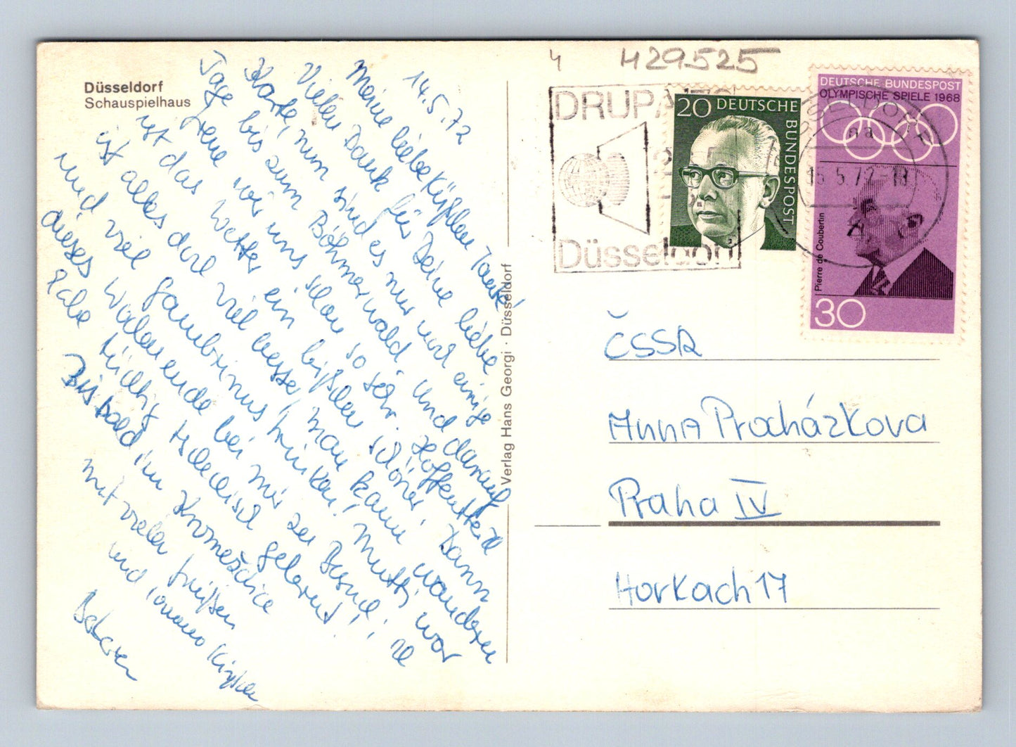 Pohlednice Německo Düsseldorf Schauspielhaus 1972 (M29525)