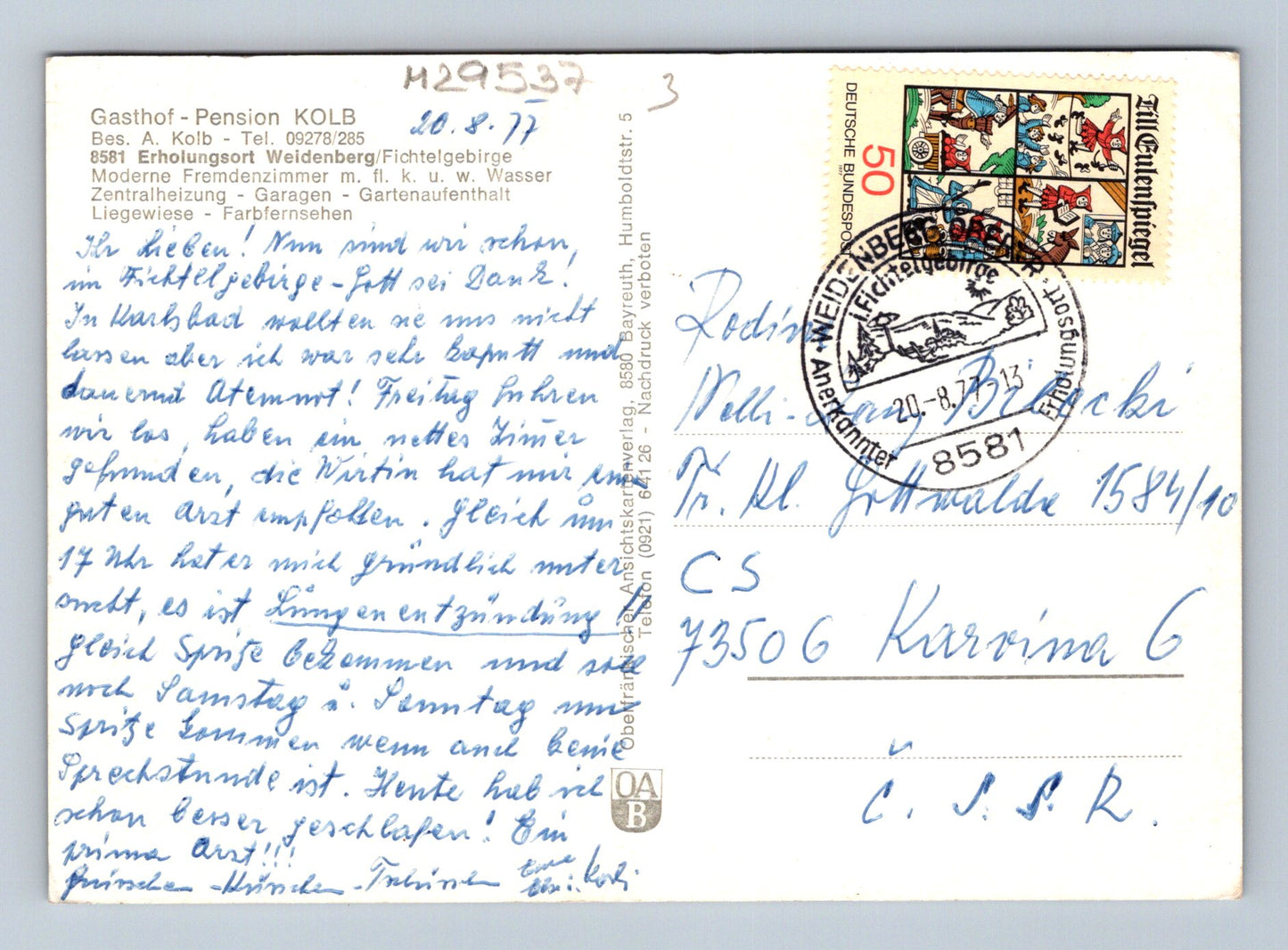 Pohlednice Německo Weidenberg Fichtelgebirge 1977 (M29537)