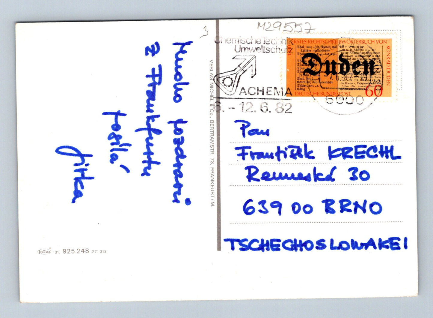 Pohlednice Německo Frankfurt nad Mohanem 1982 (M29557)