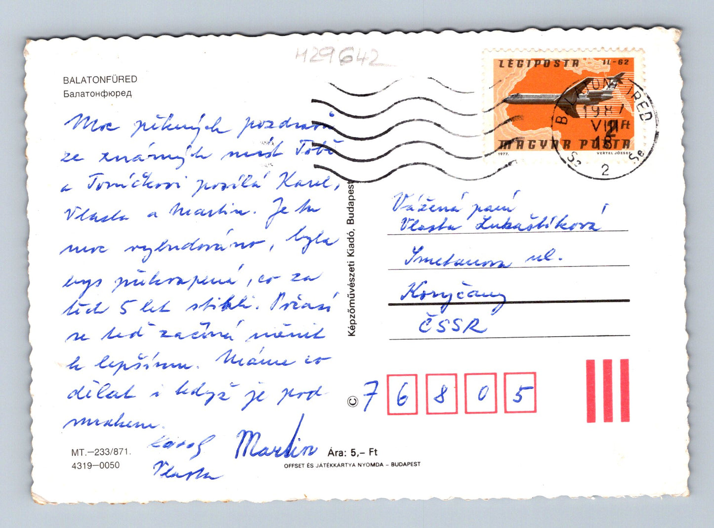 Pohlednice Maďarsko Balatonfüred různé motivy 1977 (M29642)