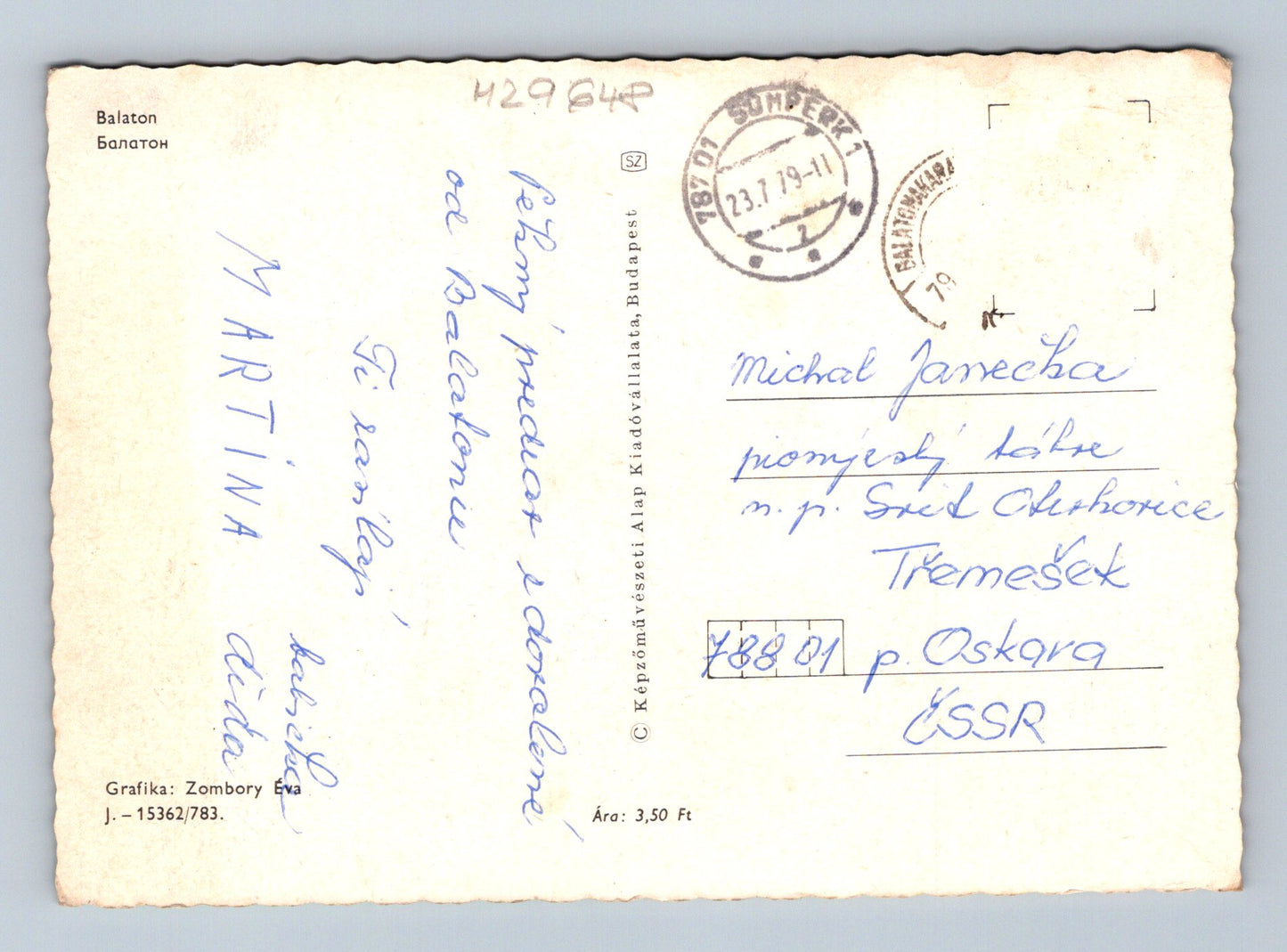 Pohlednice Maďarsko Balaton mapa 1979 (M29648)