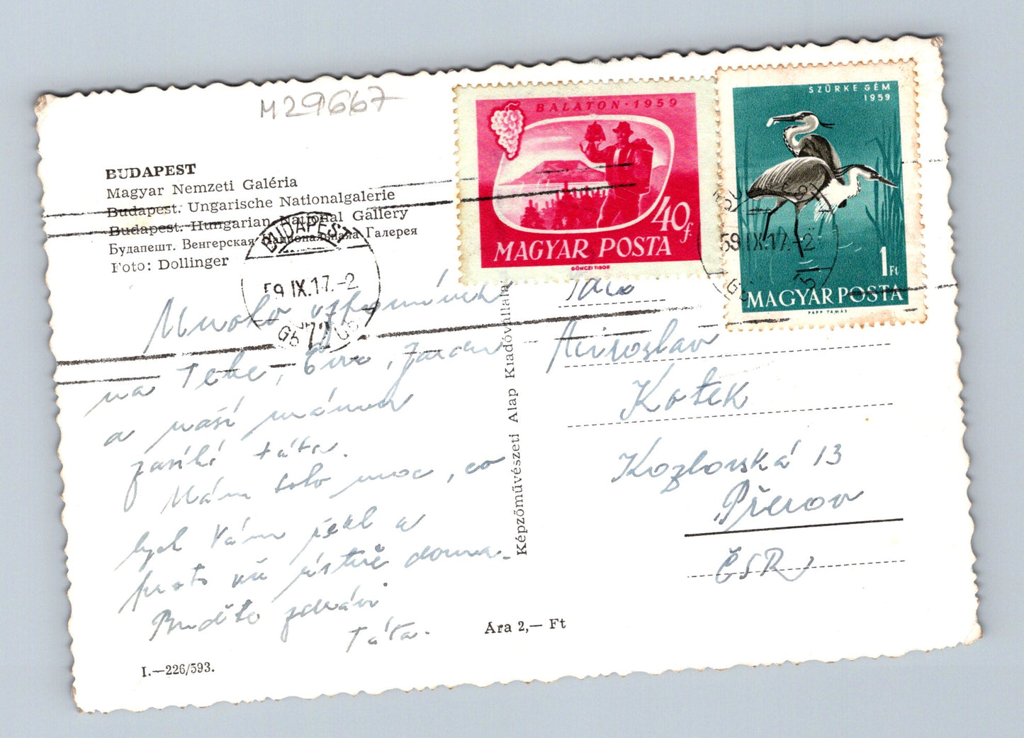 Pohlednice Maďarsko Budapešť Maďarská národní galerie 1959 (M29667)