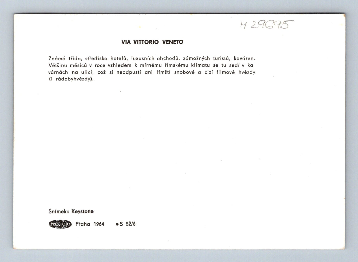 Pohlednice Itálie Řím Via Vittorio Veneto 1964 (M29695)