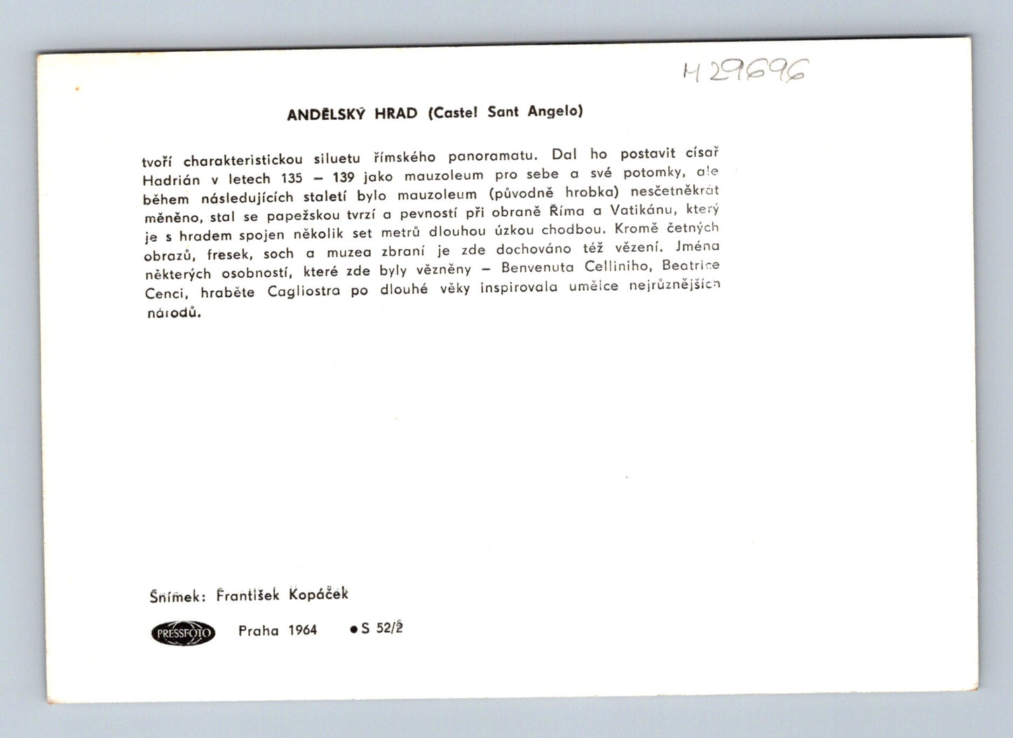 Pohlednice Itálie Řím Andělský hrad 1964 (M29696)