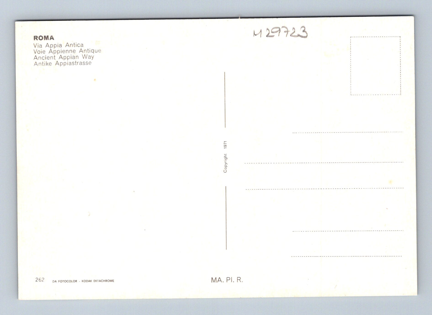 Pohlednice Itálie Řím Via Appia Antica stará cesta 1971 (M29723)