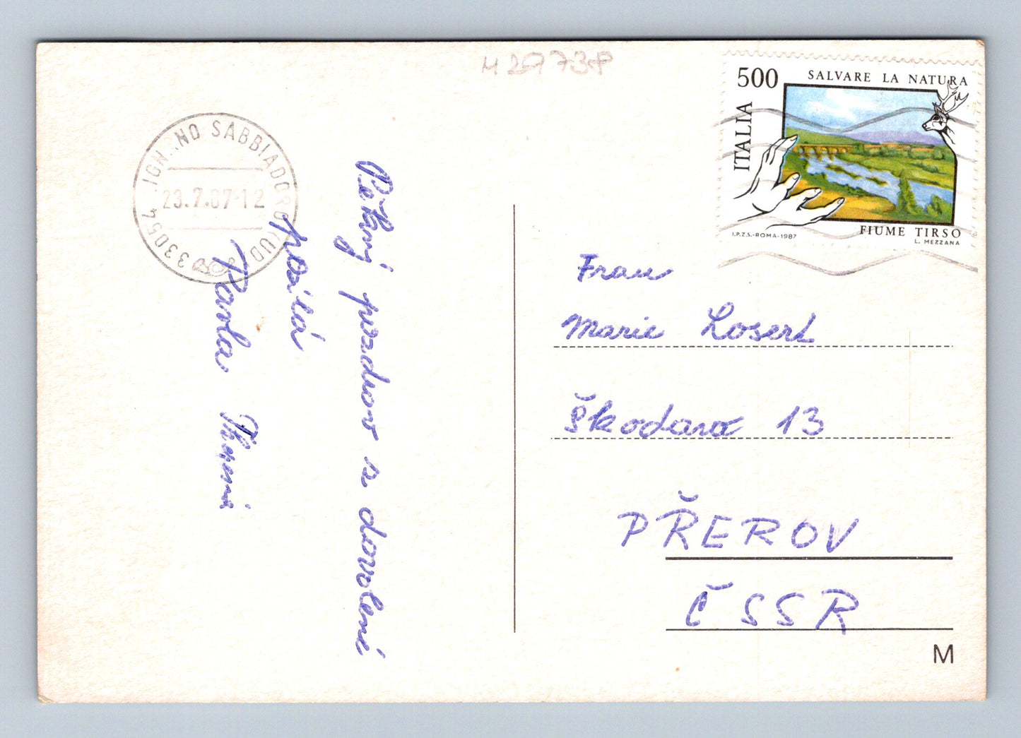 Pohlednice Itálie Lignano pláž a přístav 1987 (M29738)