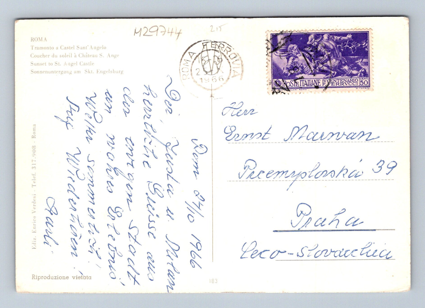 Itálie Řím Andělský hrad a Vatikán západ slunce 1966 (M29744)