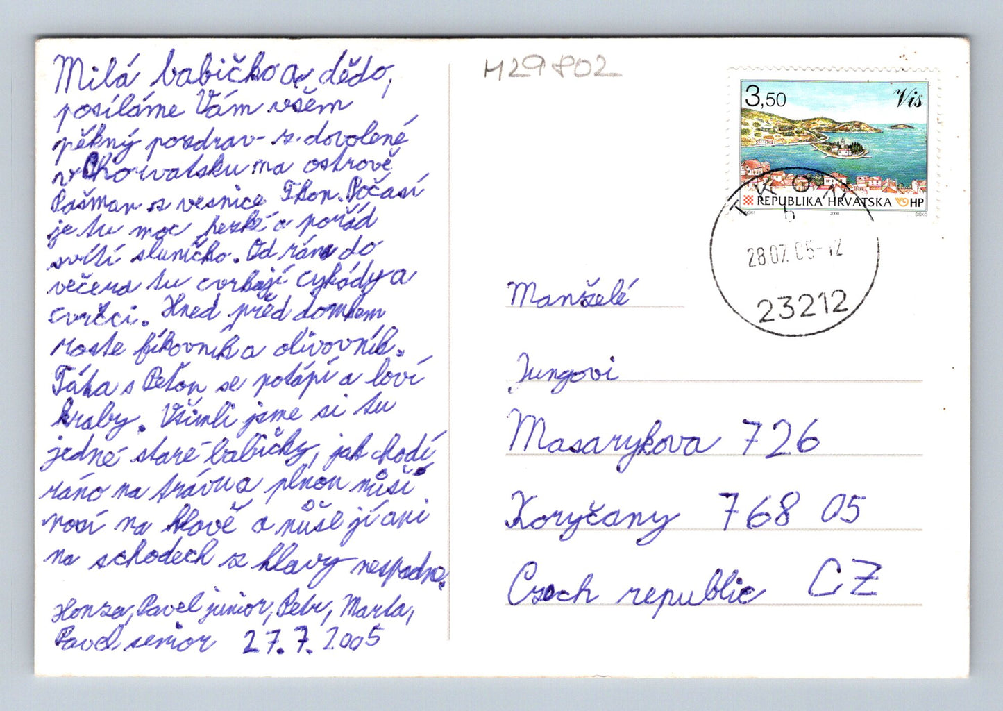 Pohlednice Chorvatsko Tkon letecký pohled 2005 (M29802)