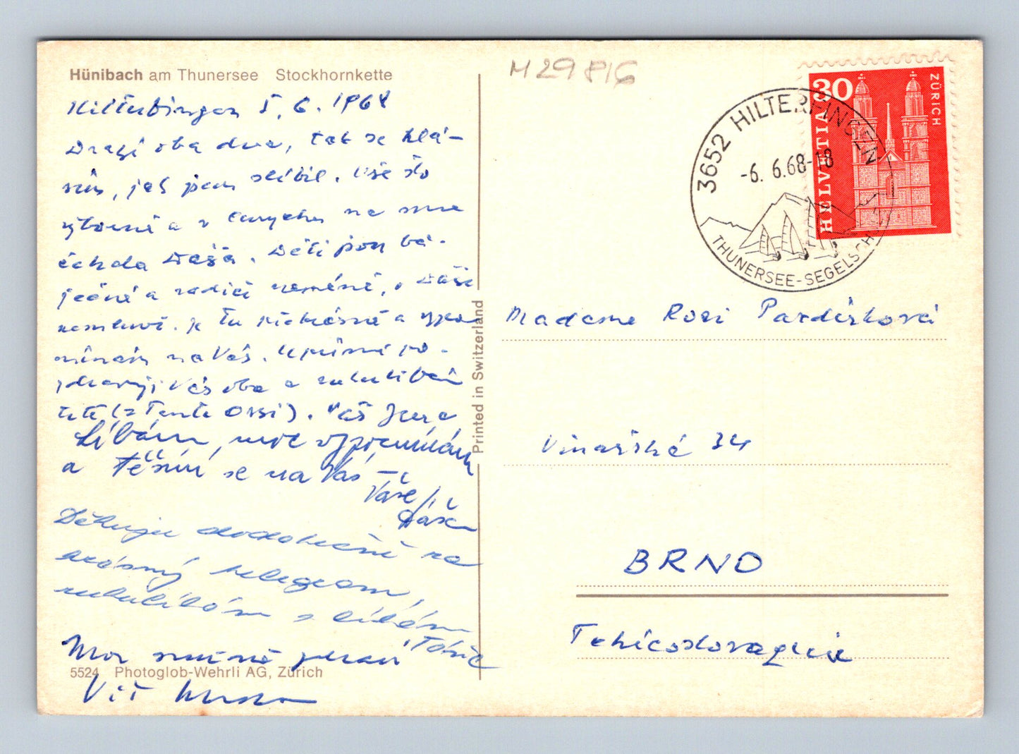 Pohlednice Švýcarsko Hünibach am Thunersee 1968 (M29816)