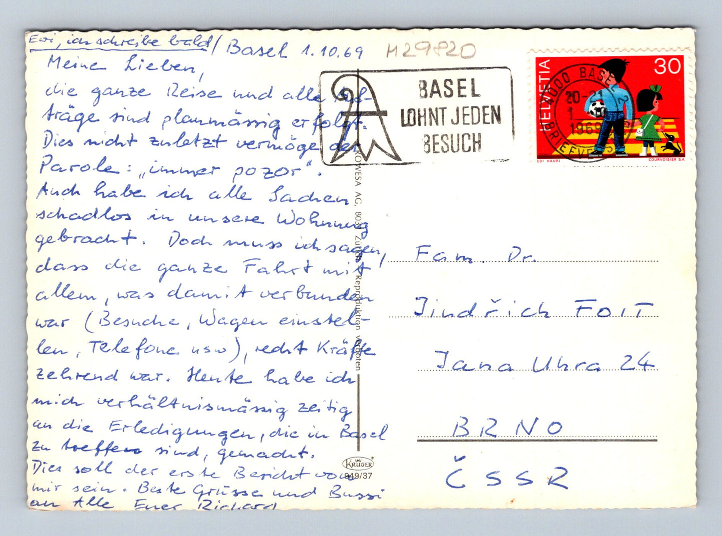 Pohlednice Švýcarsko Basilej více záběrů 1969 (M29820)