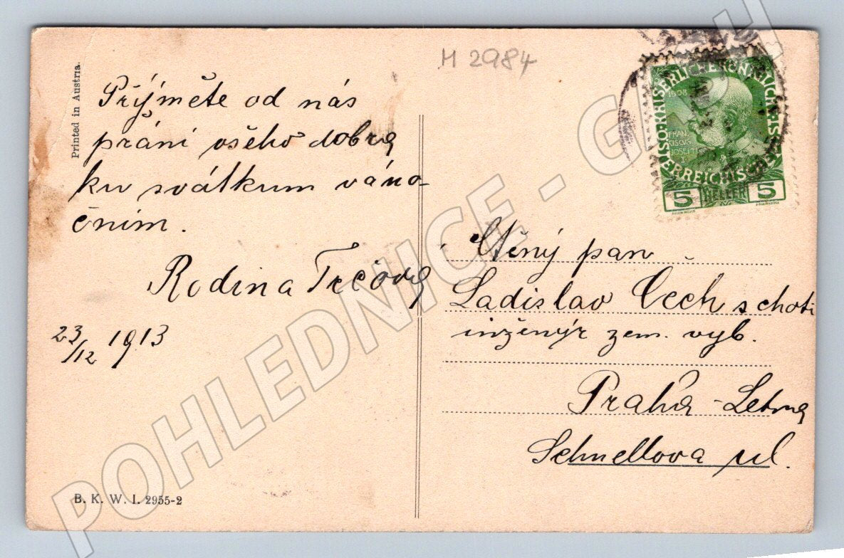 Pohlednice Veselé vánoce 1913 Česká republika (M2984)