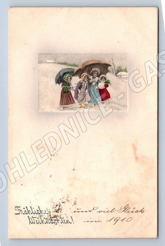 Pohlednice vánoční motiv 1909 Rakousko Uhersko (M2986)