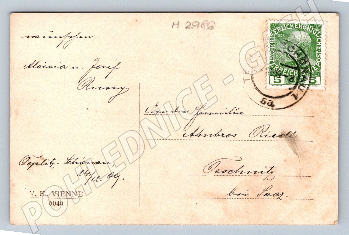 Pohlednice vánoční motiv 1909 Rakousko Uhersko (M2986)