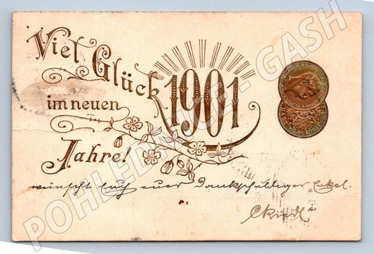 Pohlednice Nový rok přání štěstí 1901 MARKA (M2987)