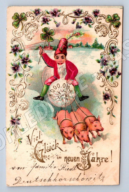 Pohlednice tři prasata novoroční 1903 Rakousko (M2988)