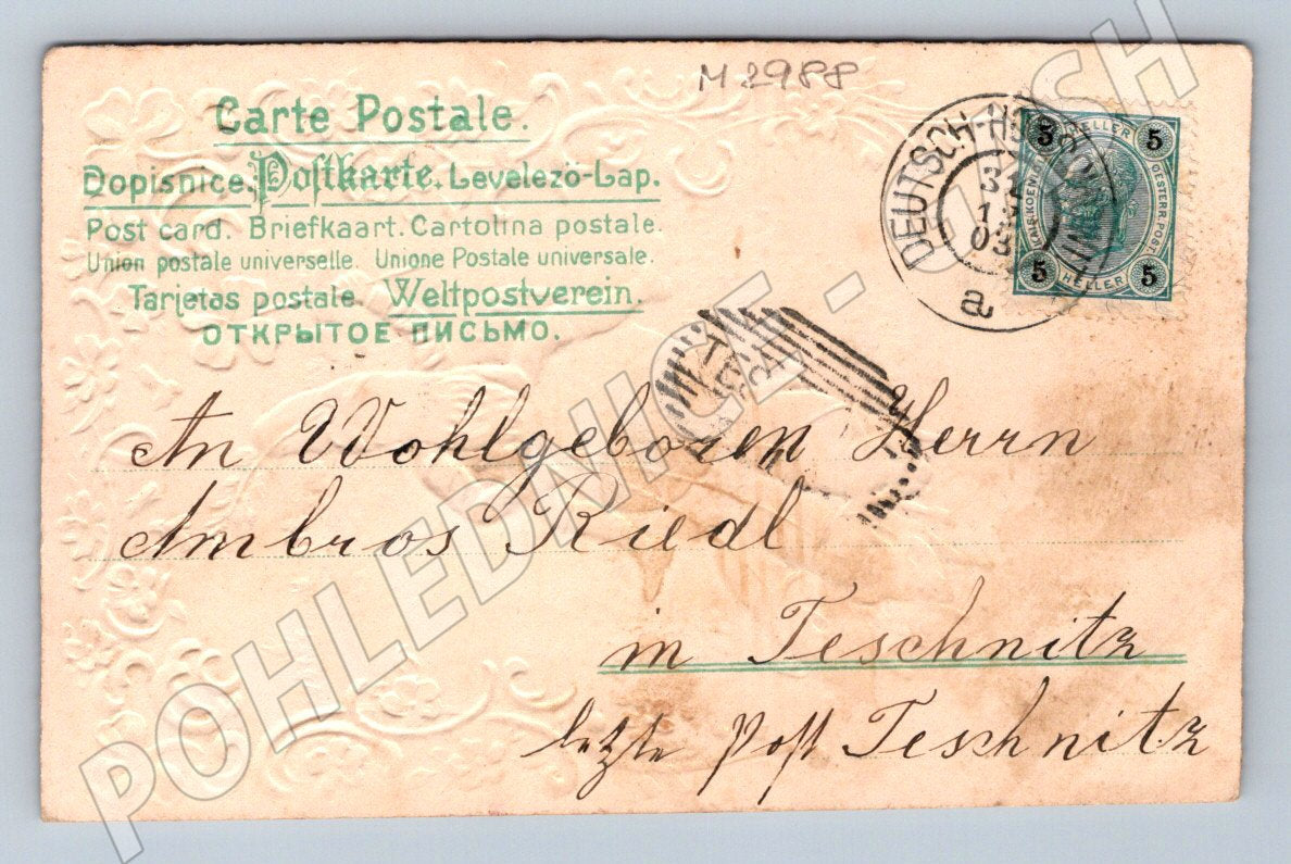 Pohlednice tři prasata novoroční 1903 Rakousko (M2988)