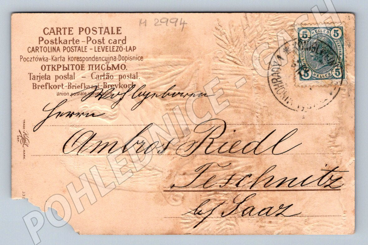 Pohlednice anděl vánoční přání historická (M2994)