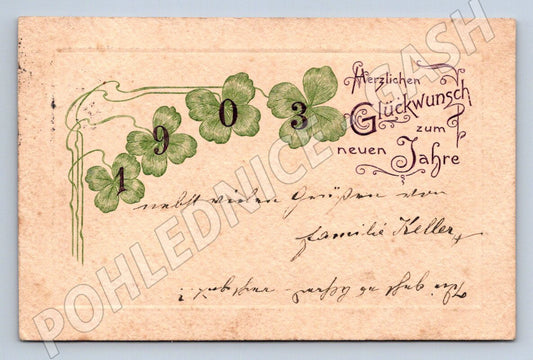 Pohlednice čtyřlístky Nový rok 1903 (M3000)