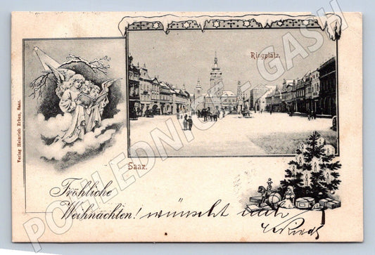 Pohlednice Saaz Ringplatz vánoční pohled (M3001)