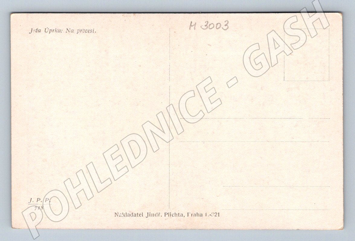 Postcard by Jož Uprka Folk costumes for the procession (M3003)