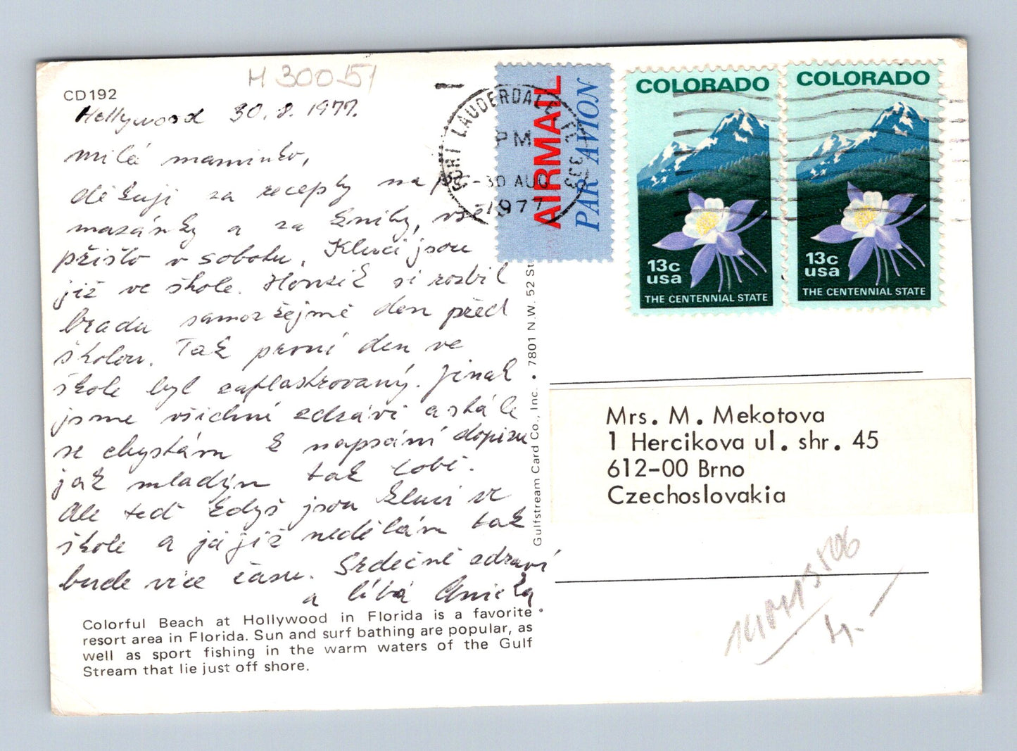 Pohlednice USA pláž Hollywood By The Sea 1977 (M30051)