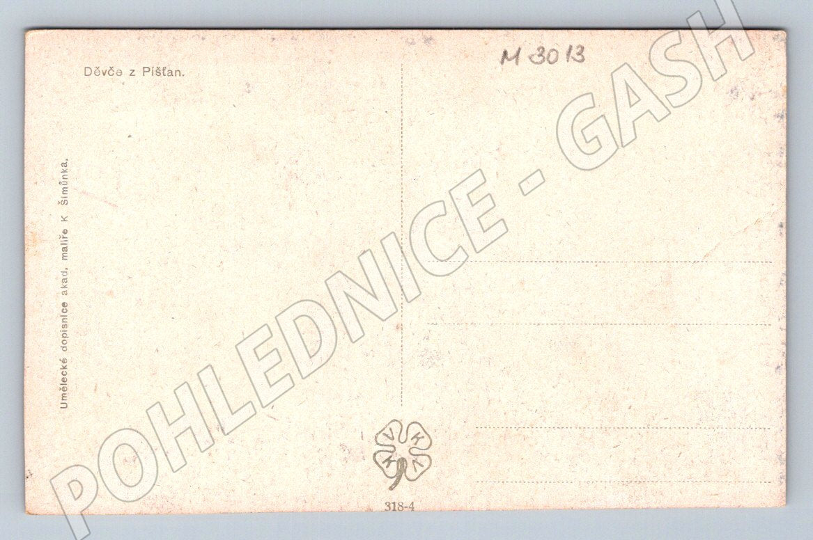 Pohlednice dívka z Píšťan lidový kroj (M3013)