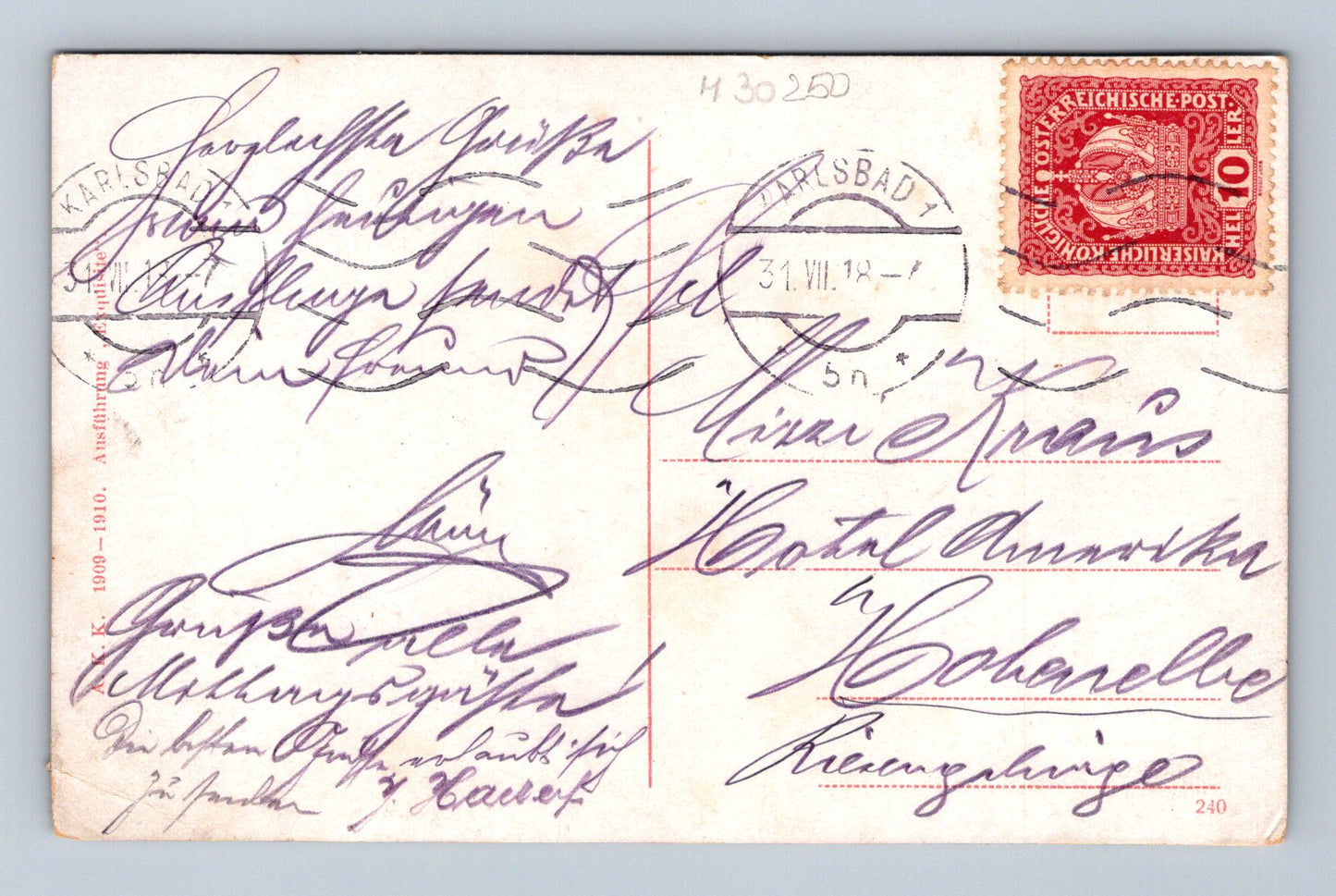 Pohlednice Karlovy Vary Stará louka 1912 (M30250)
