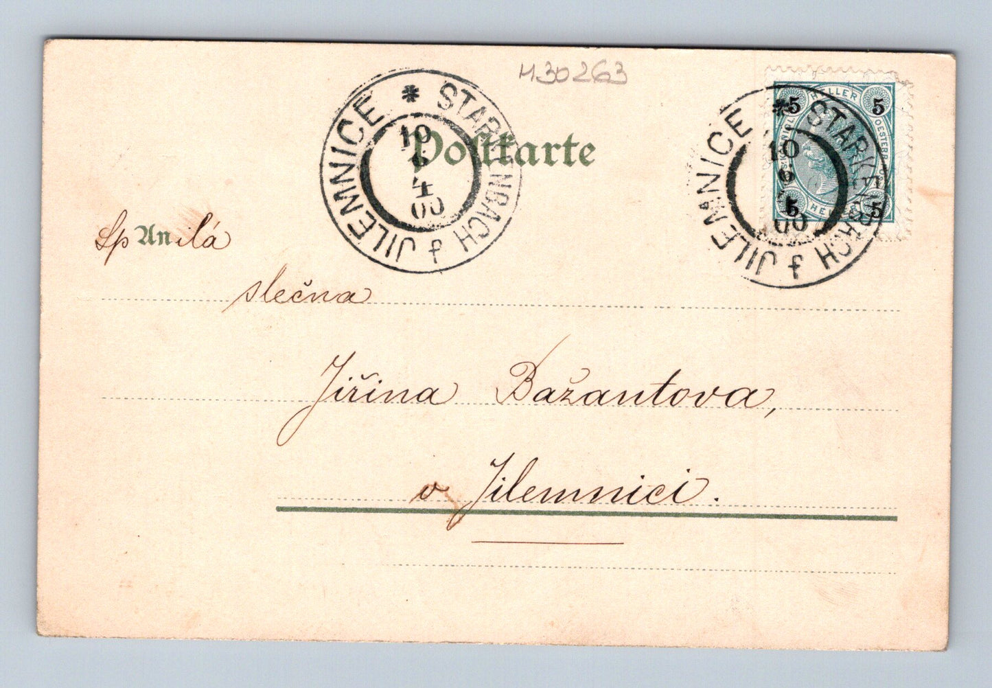 Pohlednice Jilemnice humorný motiv ženy s kočkou 1900 (M30263)