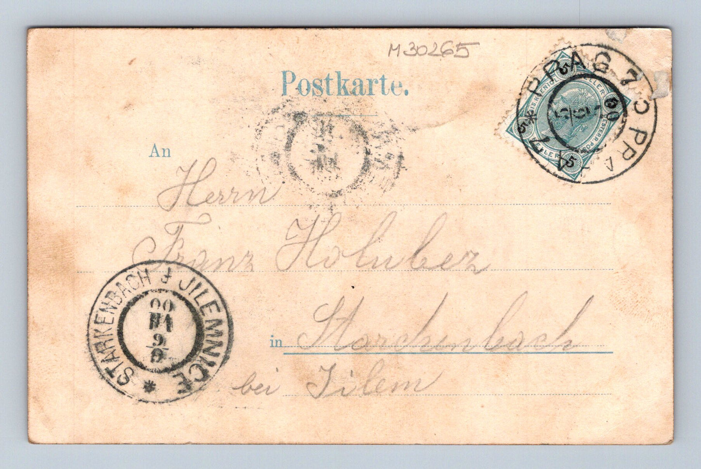 Pohlednice Jilemnice pár s kolem 1909 (M30265)