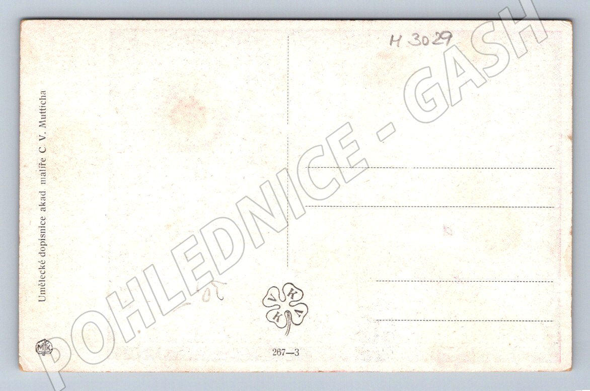 Postcard woman with red scarf CV Muttich (M3029)