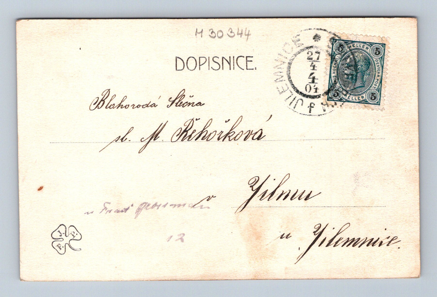 Pohlednice anděl s květy a básní 1907 (M30344)