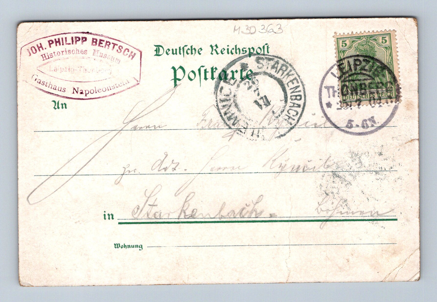 Pohlednice Německo Völkerschlacht Leipzig Napoleonstein 1904 (M30363)