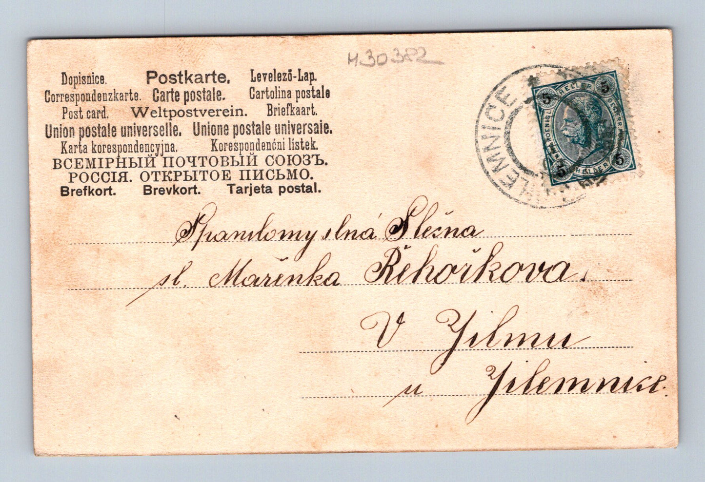 Pohlednice milostný motiv pár Jilemnice 1909 (M30382)