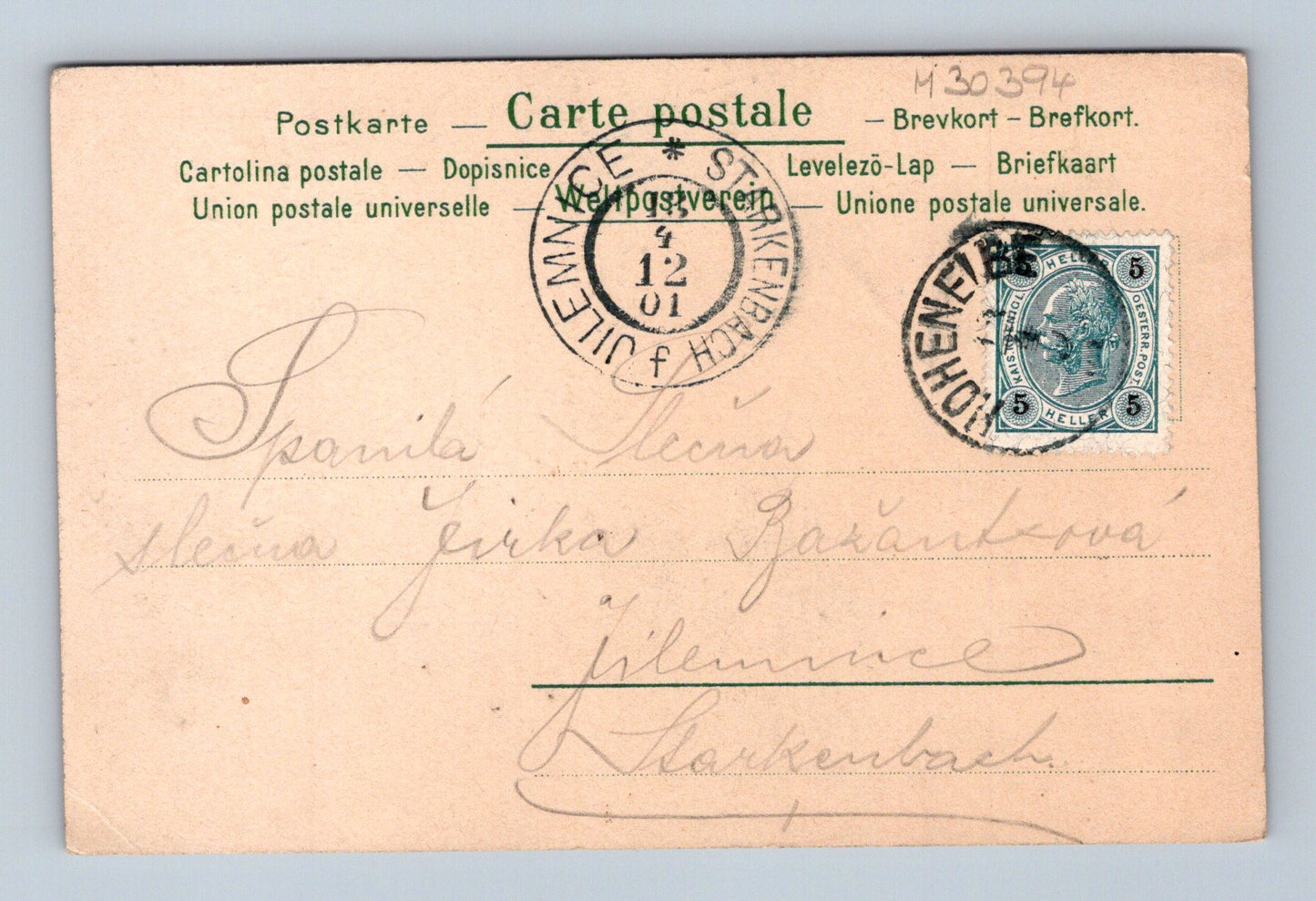 Pohlednice žena se čtyřlístkem 1901 (M30394)