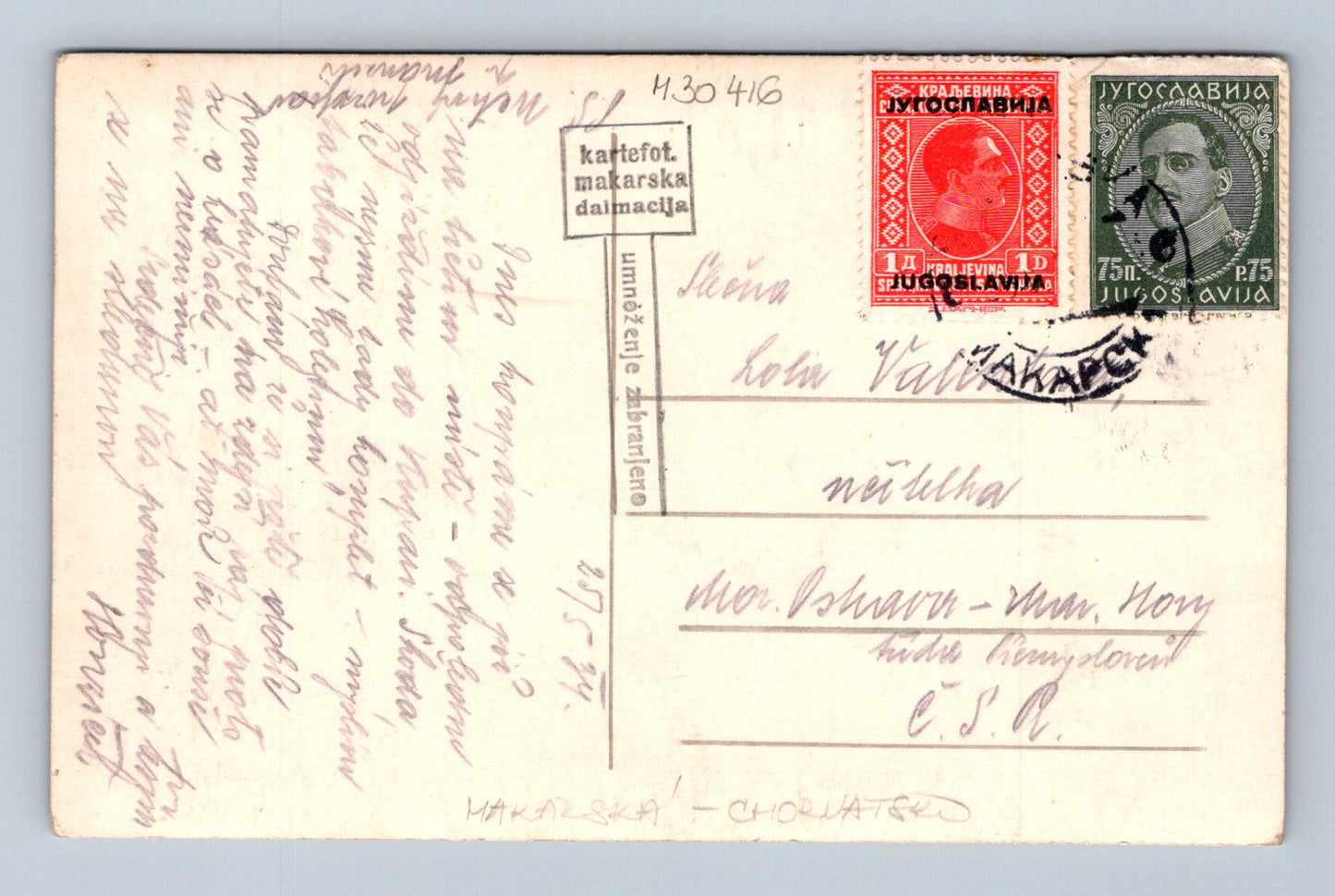 Pohlednice Chorvatsko Makarska přístav 1941 (M30416)