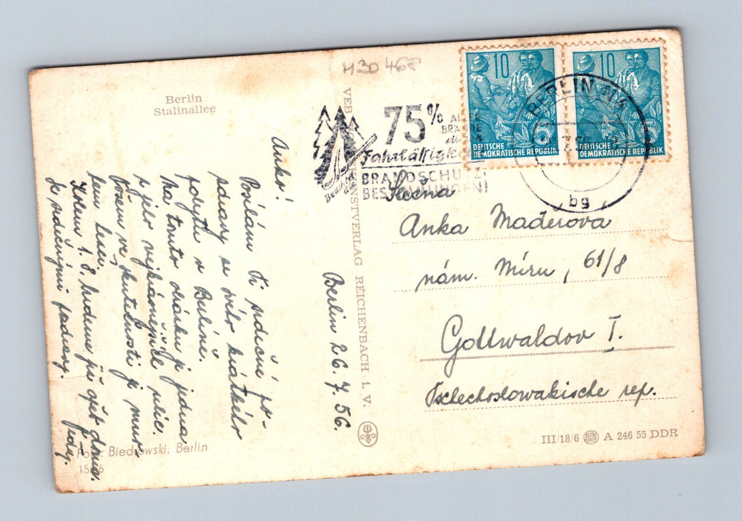 Pohlednice Německo Berlin Stalinallee 1956 (M30468)