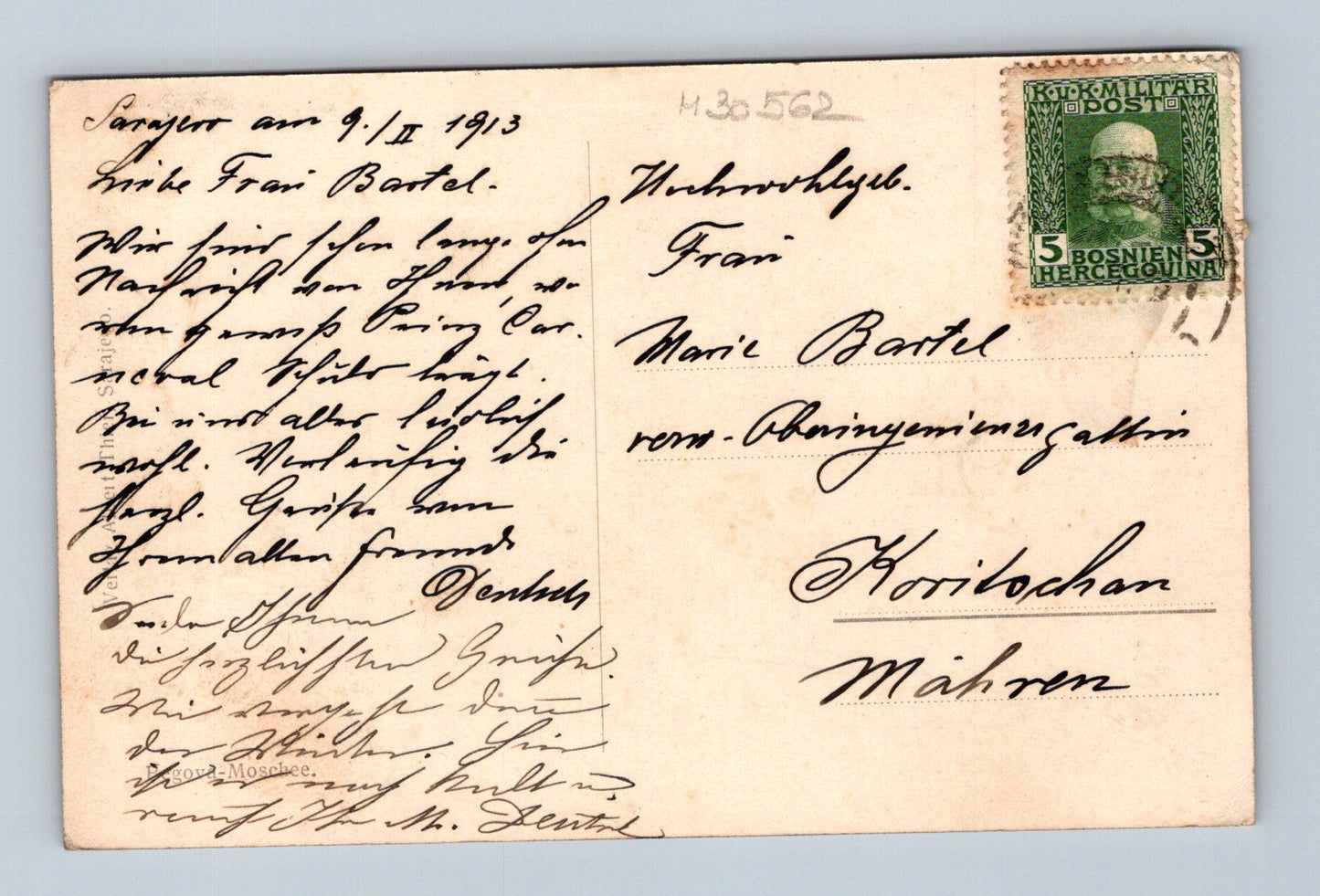 Pohlednice Bosna a Hercegovina Sarajevo mešita 1913 (M30562)