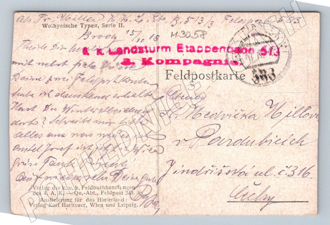 Postcard Wolhynische Typen traditional costume (M3058)