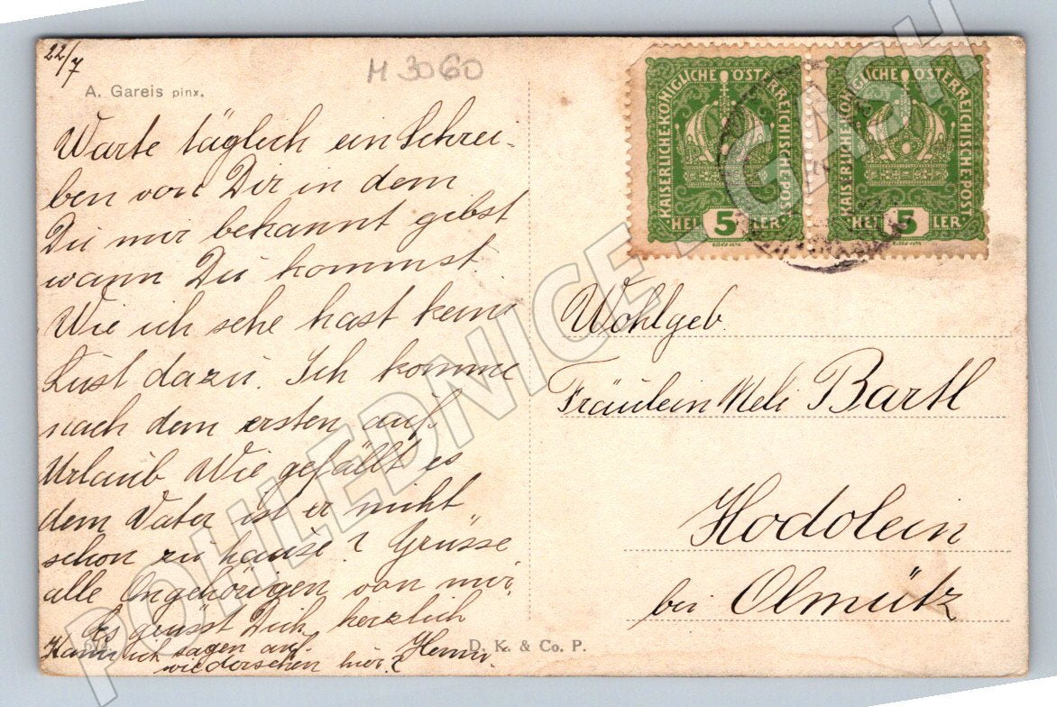 Mignon A Gareis artistic postcard with text (M3060)