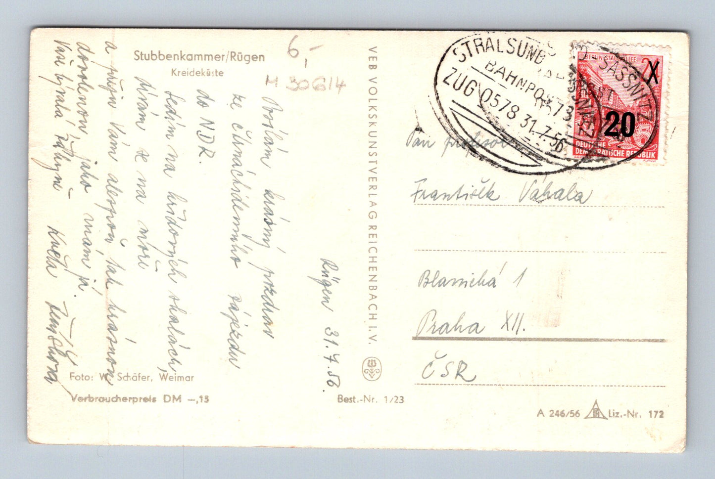 Pohlednice Německo Rujana Stubbenkammer Kreideküste 1956 (M30614)
