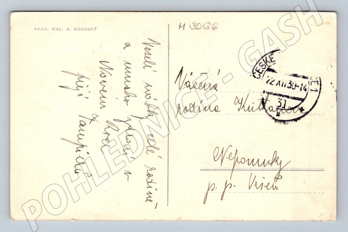 Postcard girl in traditional costume A Brodský ethnography (M3066)