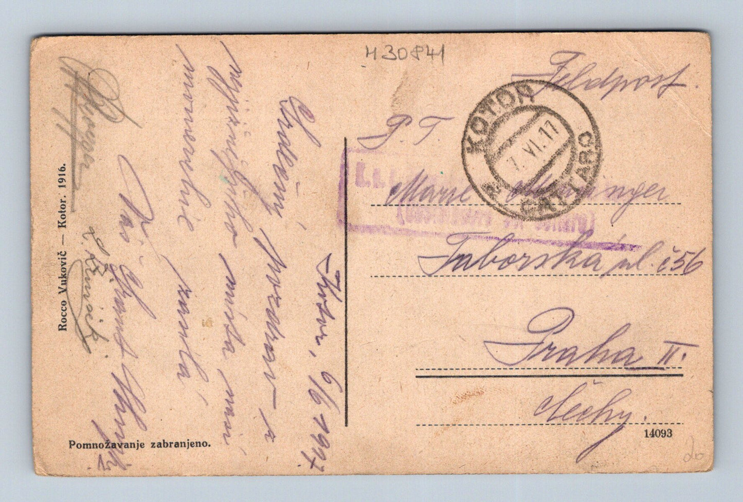 Pohlednice Černá Hora Kotor záliv 1917 (M30841)