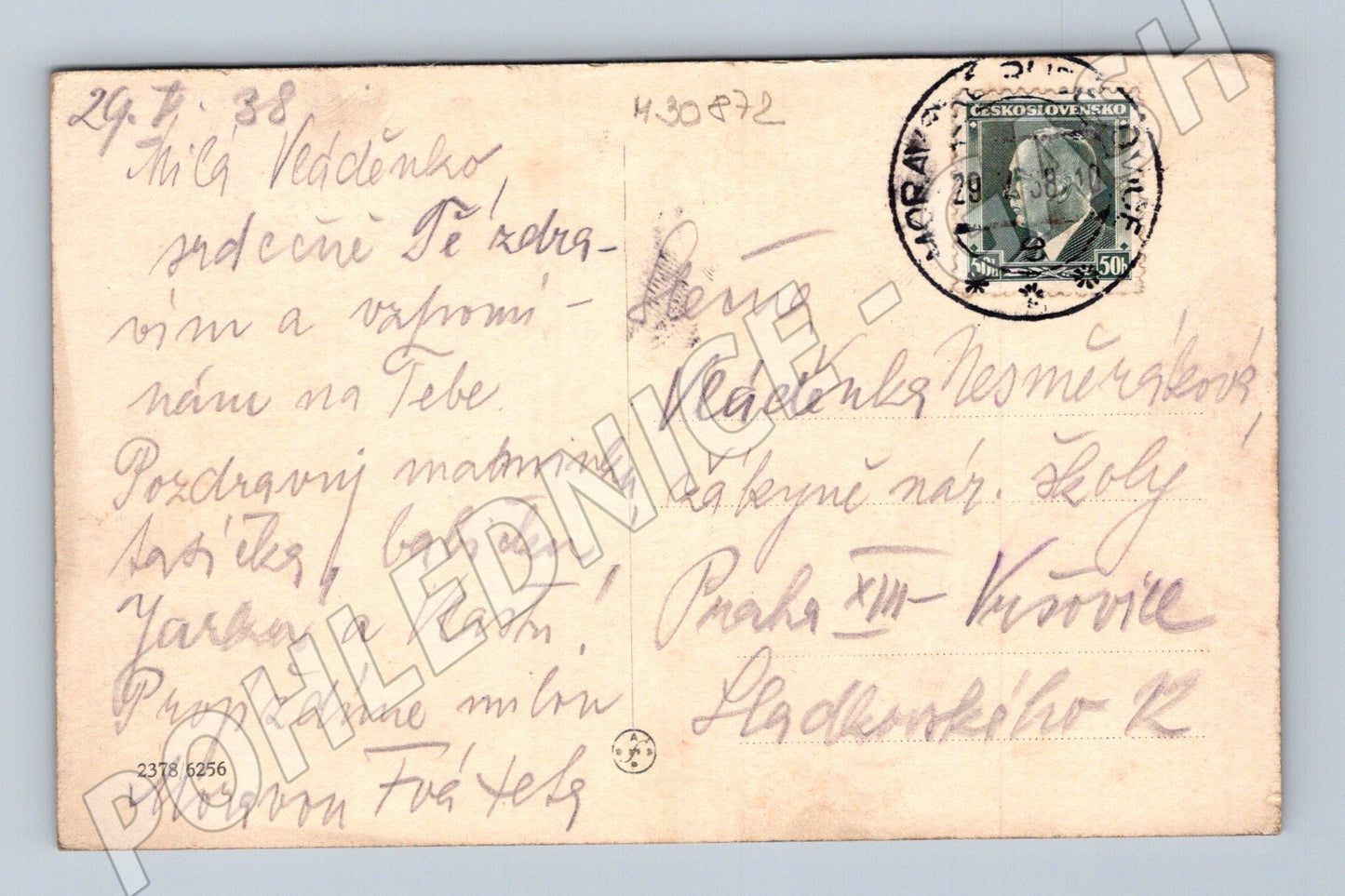 Pohlednice Moravské Budějovice Náměstí 1938 (M30872)