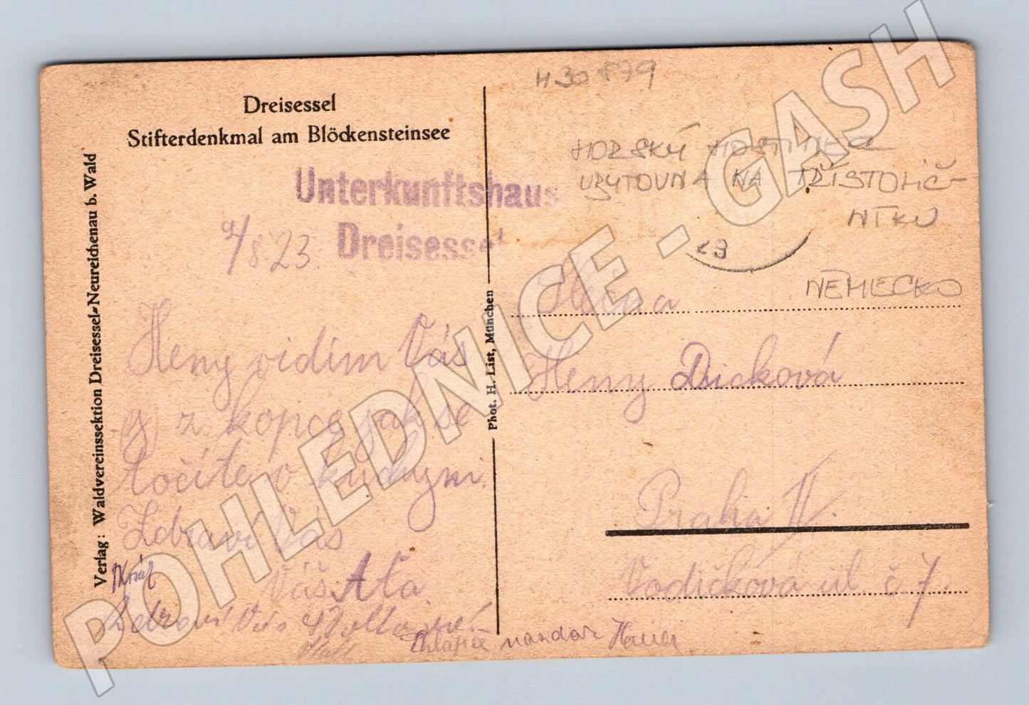 Pohlednice Německo Dreisessel Stifterdenkmal 1923 (M30879)