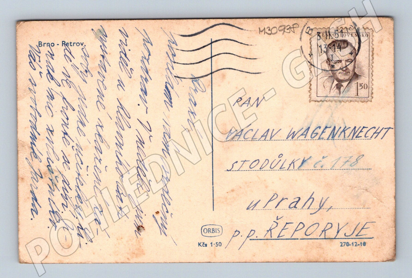 Pohlednice Brno Retrov zámek 1950s (M30938)