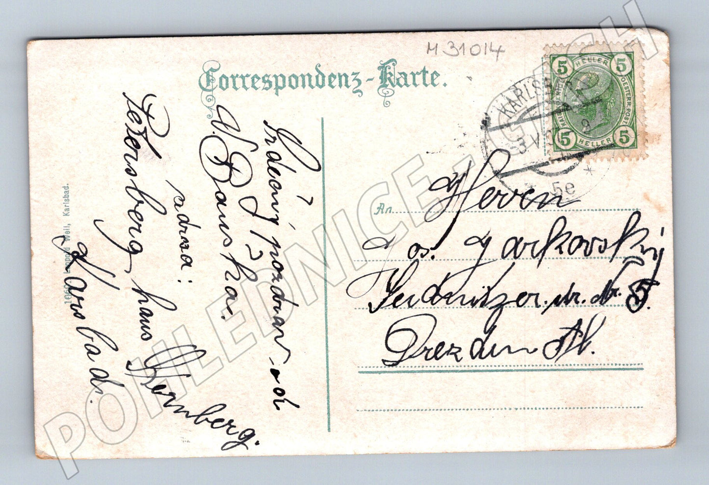 Pohlednice Karlovy Vary Vojenský lázeňský dům 1913 (M31014)