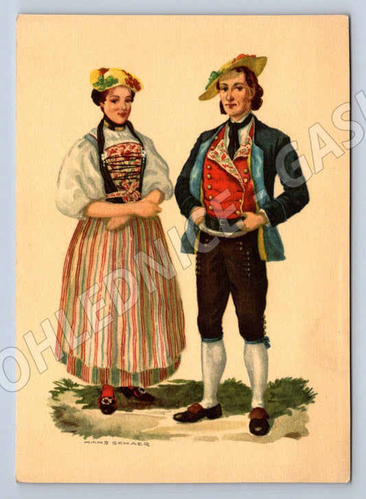 Pohlednice Švýcarské kroje 18 století Nidwalden (M3104)
