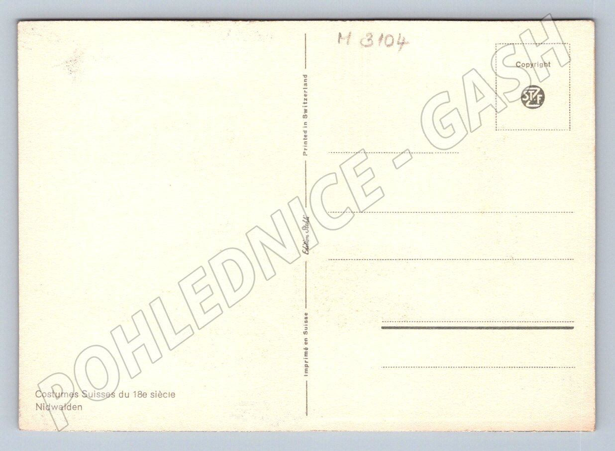 Pohlednice Švýcarské kroje 18 století Nidwalden (M3104)